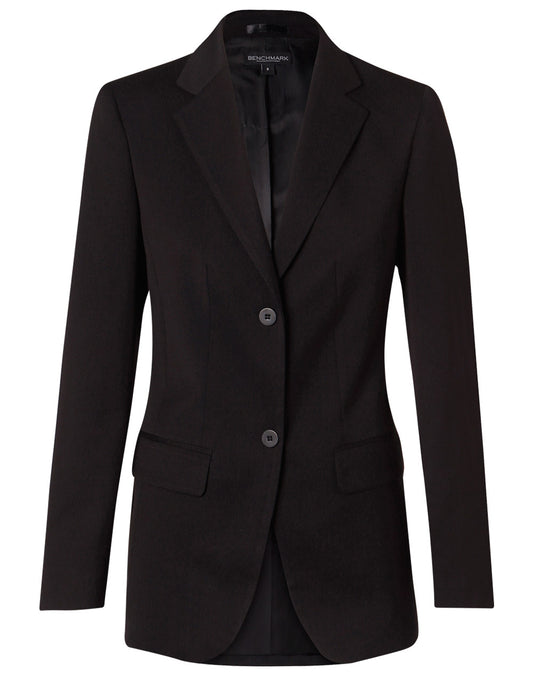 Women's Two Buttons Mid Length Jacket in Poly/Viscose Stretch