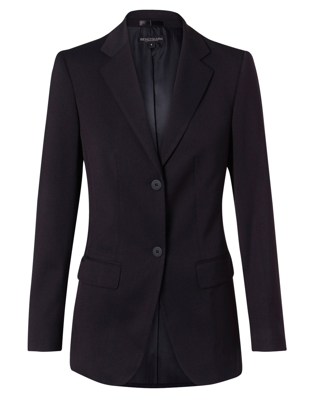 Women's Two Buttons Mid Length Jacket in Poly/Viscose Stretch