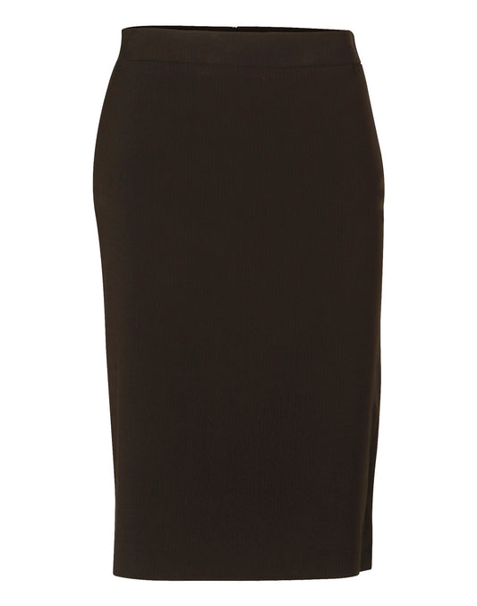 Women's Mid Length Lined Pencil Skirt in Poly/Viscose Stretch Stripe