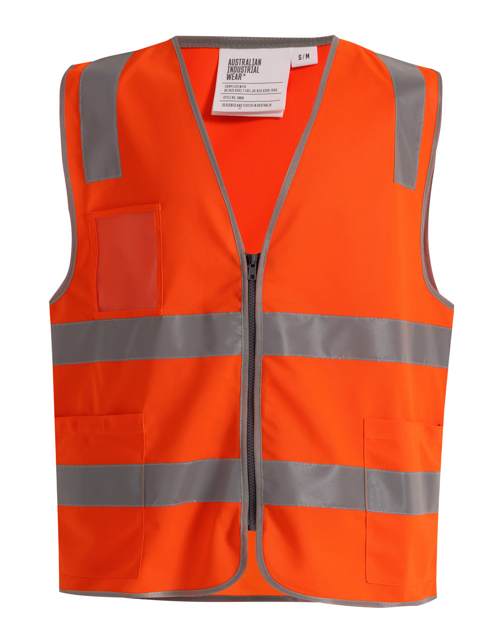 Hi Vis Safety Zip Vest With ID & Utility Pockets