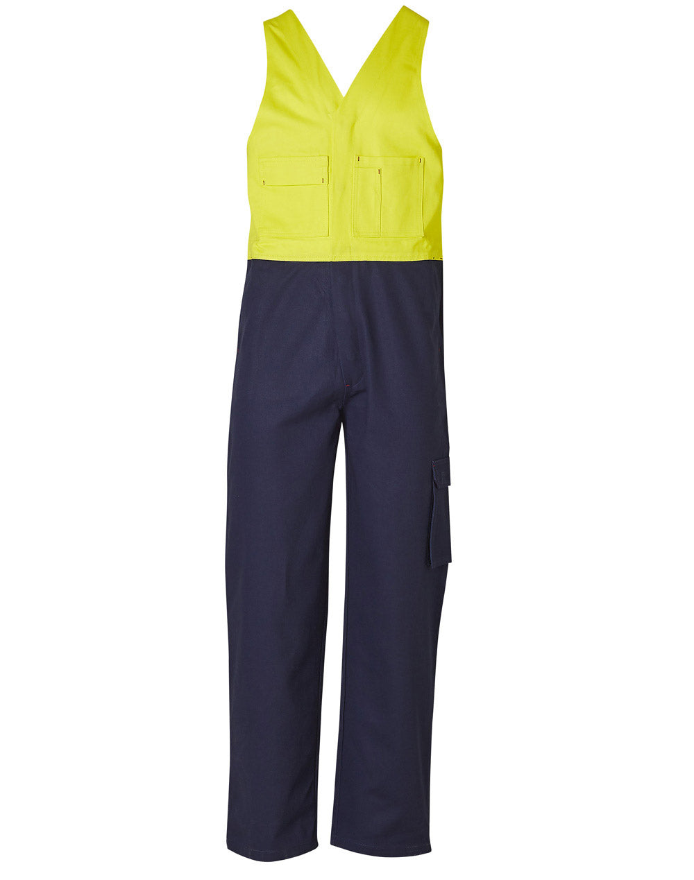 Hi-His Two Tone Men's Cotton Drill Action Back Overall-Stout