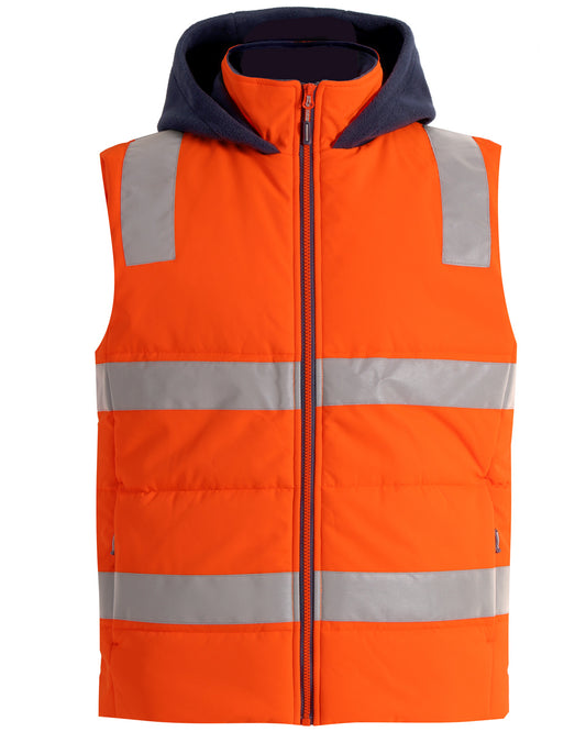 Unisex Hi Vis Hooded Puffer Vest