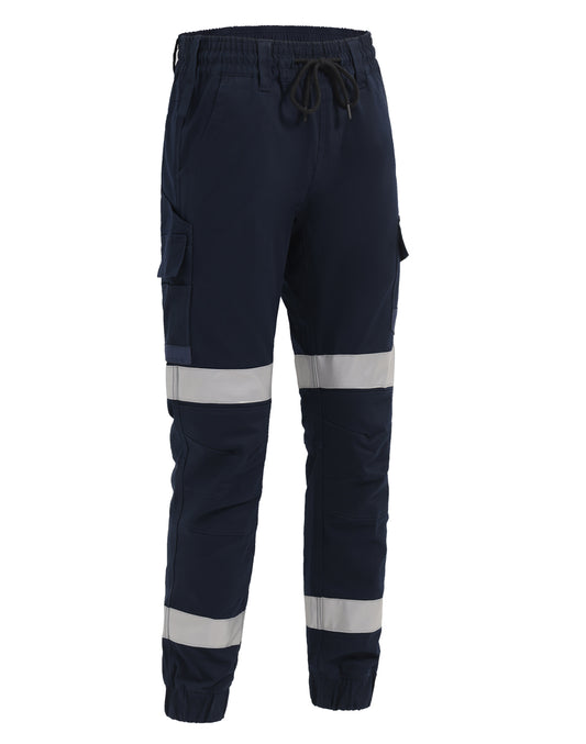 Cotton Stretch Drill Cuffed Work Pants With Tapes